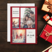 赤エレガント三モダン色のコラージュ シーズンカード