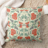 赤エレガント中国の緑の花柄 クッション (ブランケット)