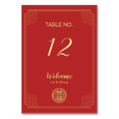 赤エレガント二重の幸福中国の結婚の テーブルナンバー (正面)