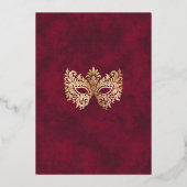 赤エレガント仮装マスクキンセアニェラ 箔招待状 (裏面)