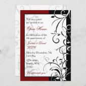 赤エレガント企業のパーティの招待状 招待状 (正面/裏面)