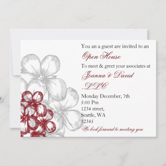 赤エレガント企業のパーティの招待状 招待状 (正面)