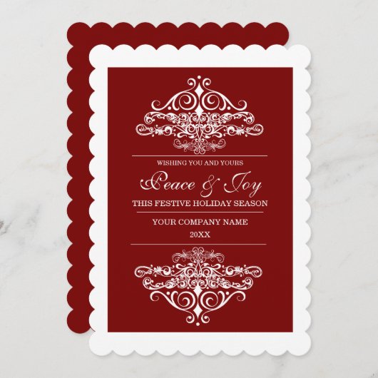 赤エレガント会社の季節の挨拶 シーズンカード (正面/裏面)