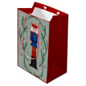 赤エレガント伝統的陽気なクリスマスのくるみ割り ミディアムペーパーバッグ (正面アングル)