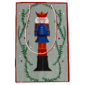 赤エレガント伝統的陽気なクリスマスのくるみ割り ミディアムペーパーバッグ (正面)