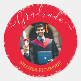 赤エレガント写真スペインの卒業 ラウンドシール