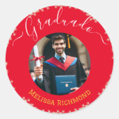 赤エレガント写真スペインの卒業 ラウンドシール (正面)