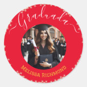 赤エレガント写真スペインの卒業 ラウンドシール (正面)