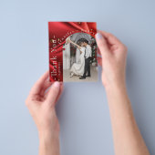 赤エレガント写真予算結婚のサンキューカード チラシ (手)