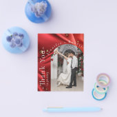 赤エレガント写真予算結婚のサンキューカード チラシ (シングル)