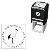 赤エレガント冠クレーンファミリー差出人住所 セルフインキングスタンプ (インサイチュ)