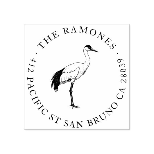 赤エレガント冠クレーンファミリー差出人住所 ラバースタンプ (インプリント)