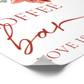 赤エレガント冬クリスマスコーヒーバーサイン ポスター (角)