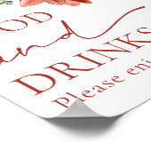 赤エレガント冬クリスマス食品とドリンクの看板 ポスター (角)