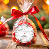 赤エレガント冬フローラ赤ちゃんシャワーありがとう ラウンドシール