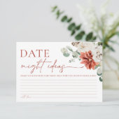 赤エレガント冬ブライダルシャワーデート夜アイディア エンクロージャーカード (スタンド正面)