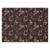 赤エレガント及び金ゴールドバラ花柄 テーブルクロス (正面(横))