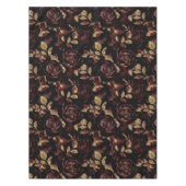 赤エレガント及び金ゴールドバラ花柄 テーブルクロス (正面)