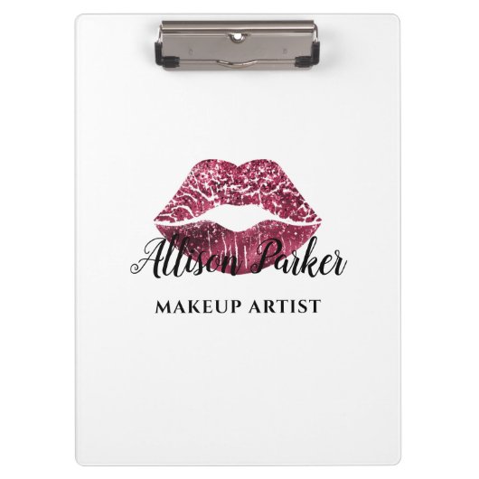 赤エレガント唇メイクアップアーティスト クリップボード (正面)