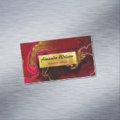 赤エレガント大理石アートフェイク金ゴールドグリッター マグネット名刺 (インサイチュ)