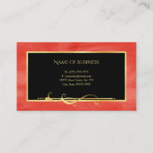 赤エレガント大理石金ゴールドフィリグリーのメイクアップアーティスト 名刺 (裏面)