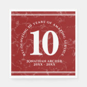 赤エレガント大理石10年勤続記念日 スタンダードランチョンナプキン (正面)