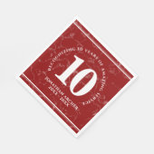赤エレガント大理石10年勤続記念日 スタンダードランチョンナプキン (角)
