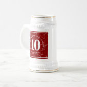 赤エレガント大理石10年勤続記念日 ビールジョッキ (正面左)