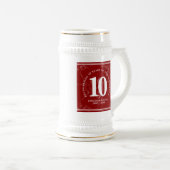 赤エレガント大理石10年勤続記念日 ビールジョッキ (正面右)