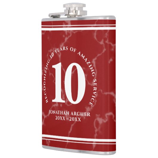 赤エレガント大理石10年勤続記念日 フラスク (左)