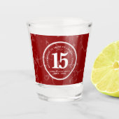 赤エレガント大理石15年勤続記念日 ショットグラス (正面)