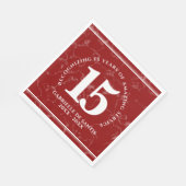 赤エレガント大理石15年勤続記念日 スタンダードランチョンナプキン (角)