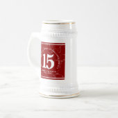 赤エレガント大理石15年勤続記念日 ビールジョッキ (正面左)