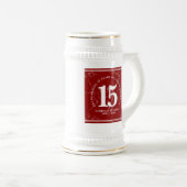 赤エレガント大理石15年勤続記念日 ビールジョッキ (正面右)