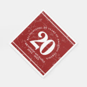 赤エレガント大理石20年勤続記念日 スタンダードランチョンナプキン (角)