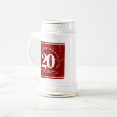 赤エレガント大理石20年勤続記念日 ビールジョッキ (正面左)