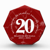 赤エレガント大理石20年勤続記念日 フォトブロック (正面)