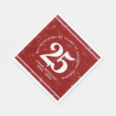 赤エレガント大理石25年勤続記念日 スタンダードランチョンナプキン (角)