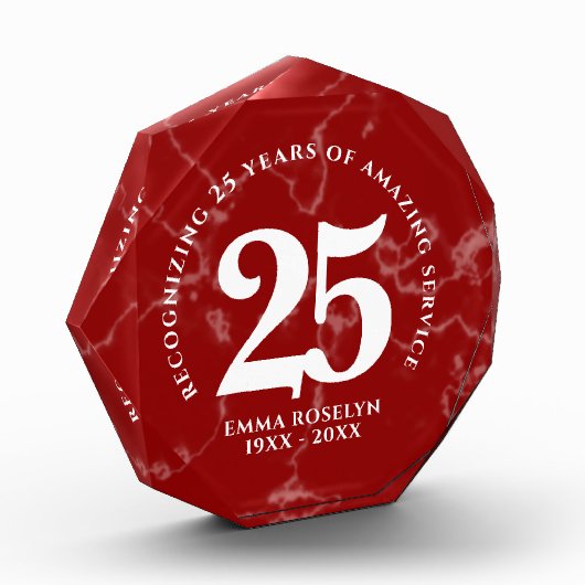 赤エレガント大理石25年勤続記念日 フォトブロック (左)