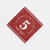 赤エレガント大理石5年勤続記念日 スタンダードランチョンナプキン (角)