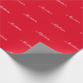 赤エレガント字カスタム名文字誕生日プレゼント ラッピングペーパー (角)