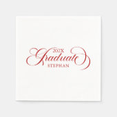 赤エレガント字タイポグラフィ スタンダードカクテルナプキン (正面)