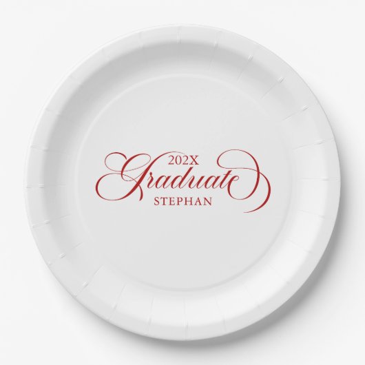 赤エレガント字タイポグラフィ ペーパープレート (正面)