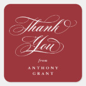 赤エレガント字卒業ありがとう スクエアシール (正面)