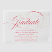 赤エレガント字卒業パーティー ベラム紙招待状 (正面)