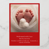 赤エレガント小メリークリスマス写真コラージュ 箔招待状 (裏面)