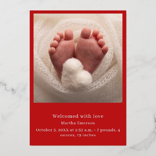 赤エレガント小メリークリスマス写真コラージュ 箔招待状 (裏面)