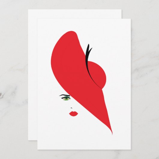 赤エレガント帽の人 招待状 (正面/裏面)