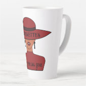 赤エレガント帽子50誕生日 カフェラテマグ (右アングル)