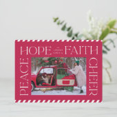 赤エレガント平和ホープ信仰応援クリスマスフォト シーズンカード (スタンド正面)